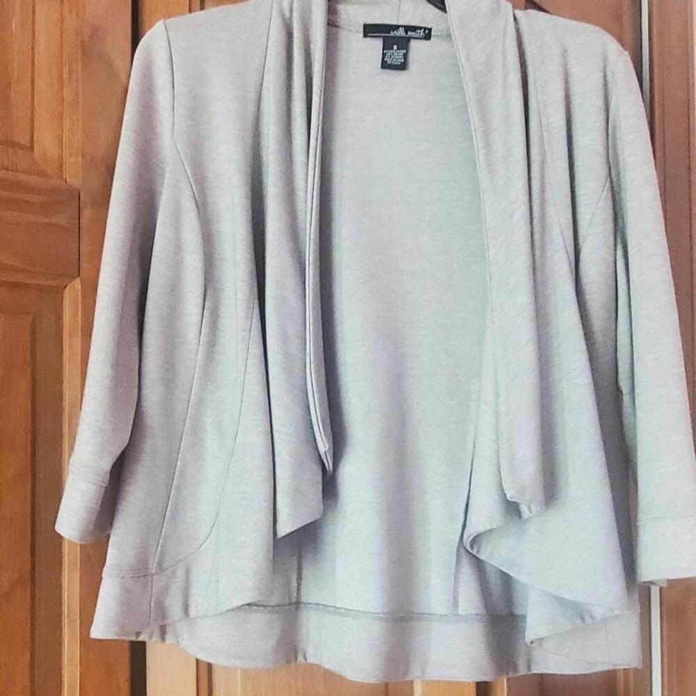 Cardigan Blazer Light Grey Stretch Knit Size Small